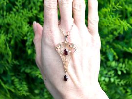 Garnet and Pearl Pendant outside