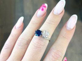 Blue Sapphire and Diamond Twist Ring