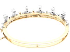 Diamond and enamel Crown Bangle