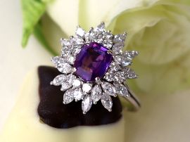 purple sapphire and diamond white gold ring