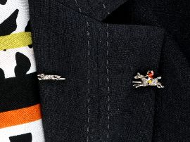 Fox Hunting Pin wearing