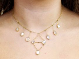 Victorian moonstone necklace wearing