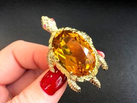 citrine turtle brooch