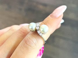 Cultured Pearl and Diamond Ring