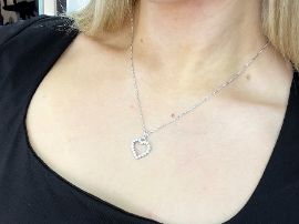 diamond heart pendant wearing