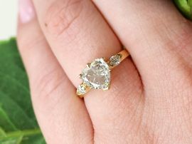 vintage heart cut diamond ring on finger