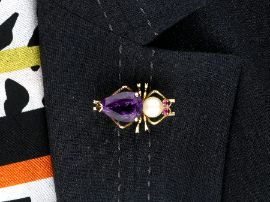 Amethyst Insect Brooch wearing