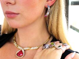 Vintage Pink Tourmaline Necklace Gold