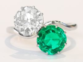 Emerald Diamond Twist Ring