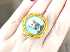 Antique Miniature Portrait Brooch