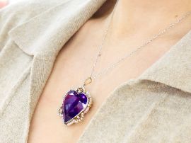 amethyst heart pendant wearing