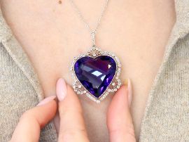 amethyst heart pendant wearing