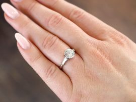 Diamond Solitaire Ring on hand