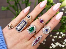 gemstone rings on hand