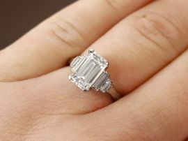 Emerald Cut Diamond Ring on finger