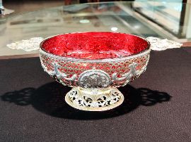 Antique Red Glass Dish