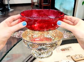 Antique Red Glass Dish