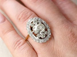 1920s Large Diamond Ring on hand