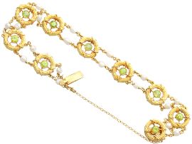 Yellow Gold Peridot Bracelet open