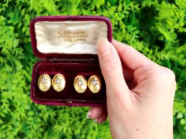 Victorian Gold Cufflinks with Diamonds outside