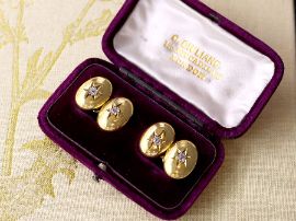 Victorian Gold Cufflinks with Diamonds boxed