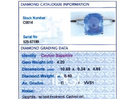 Cushion Cut Sapphire Engagement Ring Platinum grading card