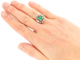 GIA Certified Emerald Ring with Diamonds wearing