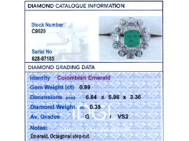 GIA Certified Emerald Ring with Diamonds grading card