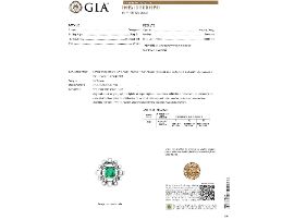 GIA Certified Emerald Ring with Diamonds certificate