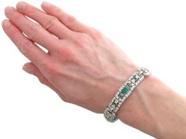 Emerald Diamond Platinum Bracelet