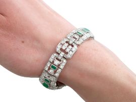 Emerald Diamond Platinum Bracelet