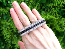 Antique Diamond and Onyx Bracelet in Platinum outside