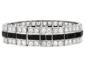 Antique Diamond and Onyx Bracelet in Platinum