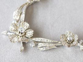 Antique Floral Diamond Necklace in White Gold