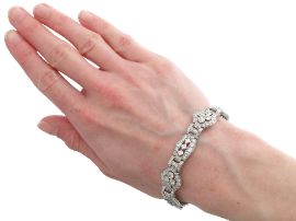 18 Carat Diamond Bracelet in Platinum wearing