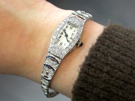 Sapphire and Diamond Watch on wrist