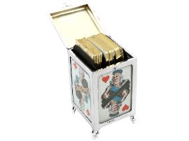 Silver Playing Card Box Open