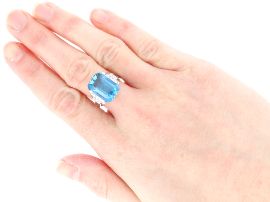 Antique Boucheron Aquamarine Ring wearing