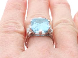 Antique Boucheron Aquamarine Ring on finger