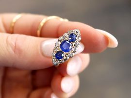 Antique Blue Sapphire and Diamond Ring