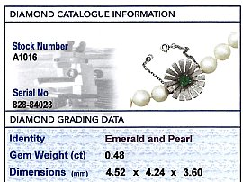 Single Strand Cultured Pearl Necklace grading card