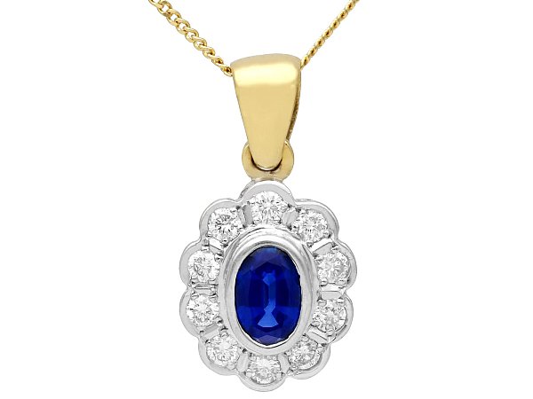 Sapphire and Diamond Pendant in Yellow Gold