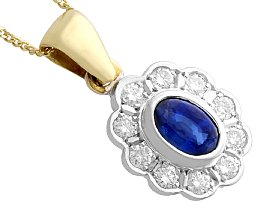 Sapphire and Diamond Pendant in Yellow Gold