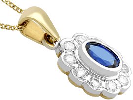 Sapphire and Diamond Pendant in Yellow Gold