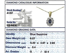 grading card sapphire pendant