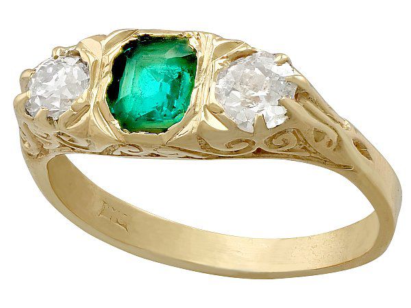 Antique Emerald and Diamond Ring Yellow Gold | AC Silver