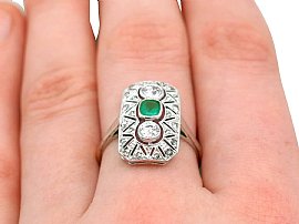 Art Deco Dress Ring on finger 