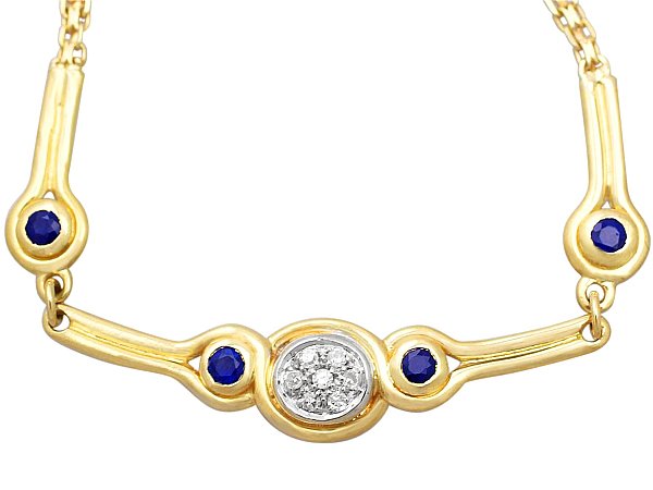 Gold Sapphire and Diamond Necklace