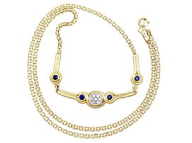 Gold Sapphire and Diamond Necklace