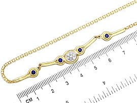 Gold Sapphire and Diamond Necklace size